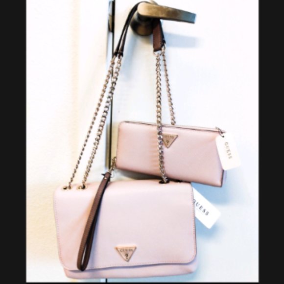 New GUESS Pink Mauve Convertible Crossbody Purse Wallet Set Multi Ynes VG840221 - Picture 2 of 8